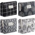 4pcs Canvas Cosmetic Bags for Women Girl Vacation Travel,4 Styles,a