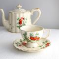 French Retro Teapot Coffee Cup Set Gold Edge Cup Saucer Flower Big B