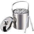 Ice Buckets with Stainless Steel Ice Tongs,silver for Camping