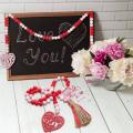 Valentine's Day Heart Wooden Beads Garlands Farmhouse Decor, A