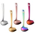 Stainless Steel Sauce Spoon, Metal Soup Spoon with Nozzle,5 Pieces