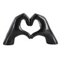 Valentine's Day Present Heart Gesture Sculpture Resin Abstract-black