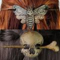 Halloween Handmade Retro Bronze Skull Hairpin, Diy Hair Accessories,c