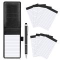 10pcs Pocket Notepad Holder Set with Metal Pen and Refills (black)