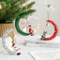3pcs Santa Elk Snowman Christmas Tree Iron Pendants for Home Decor