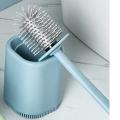 Toilet Brush and Shelf, Long-handled Silicone Brush Holder Set