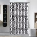 Black+white+gray Fabric Shower with 12 Hooks Bath Curtains 200x200cm