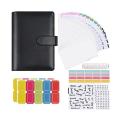 A6 Pu Leather Notebook Binder Cover A6 Binder for Money Saving Black