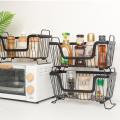 Stackable Storage Basket Kitchen Table Multi-layer Rack(white)