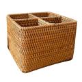 Hand-woven Rattan Wicker Basket 4 Compartment Storage Boxes S