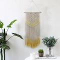 Macrame Wall Hanging Beige and Yellow Woven Tapestry for Decoration