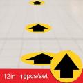 10 Pcs Social Distancing Indicator Sign Floor Ground Stickers