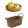 Woven Storage Basket Rattan Breadfruit Case Holder(s,24x15x9cm)