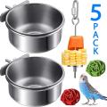 5pack Stainless Steel Bird Feeder Set-parrot Feeding Dish Cups