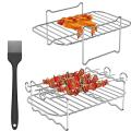 2pcs Air Fryer Rack for Ninja Dual Air Fryer,with Barbecue Sticks