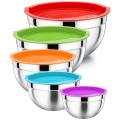 Mixing Bowl with Lid Set Of 5, for Prepping, Mixing and Serving