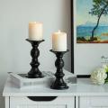 2pcs Candle Pillar Candle Holder, Christmas Halloween(black)