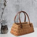 Square Weaving Flower Basket Vintage Style Picnic Basket with Handle
