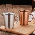 340 Ml Stainless Steel Copper Plated Double Layers Tea Mug Silver