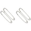 4x 3.5 Inch Silver Tone Pointed Metal Brooch Large Safety Pin