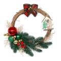Artificial Christmas Ball Wreath with Pine Berries Wooden House