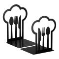 Kitchen Cookbook Bookends Fork Knife Spoon Decorative Metal Book Ends