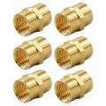 (6 Pack) Brass Coupler Reducer , 1/4inch Npt X 1/4inch Npt Female