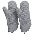 Silicone Oven Mitts: 500 F Heat Resistant Kitchen Mittens Gray