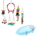 Bird Bath with Mirror Toy for Small Parrot Bathing Tub Food Feeder