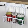 1pc Over Cabinet Storage Basket Nail-free Iron Kitchen Basket-white