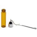 Glass Empty Snuff Bottle with Metal Spoon Screw Cap Container Sniffer