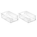 2pcs Organizer Bins with Handles Clear Plastic Food Storage Rack