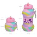 550ml Kids Water Bottle Collapsible Girls with Straw for School