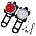 Bicycle Cob 3 Led Usb Night Front Head Lamp & Rear Tail Light