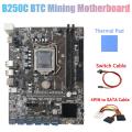 B250c Miner Motherboard+thermal Pad+4pin to Sata Cable+switch Cable
