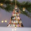 10 Pcs Christmas Tree Animal Wooden Pendant Family Ornaments Family,b