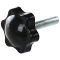 2 Pcs M6 X 30mm Male Thread 32mm Star Head Clamping Knob Black