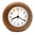 Analogue Alarm Clock without Ticking,wooden Alarm Clock ,wood Brown