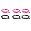 6 Pack Adjustable Cat Collar with Bell, for Cats (rose and Black)
