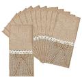 20 Pieces Of Jute Tableware Bag Linen with Lace Tableware Rack