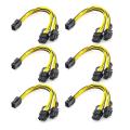 6pcs Pcie 6 Pin Female to Dual 2x 8 Pin (6+2) Extension Cable (20cm)