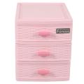 Plastic Drawer Designed 3 Compartment Jewelry Storage Box Pink