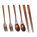 Wooden Flatware Set, Eco Friendly Portable Set Spoon Fork Chopsticks