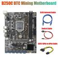 B250c Miner Motherboard+sata 15pin to 6pin Cable+rj45 Cable+switch