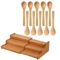 Kitchen Cabinet Organizer- Bamboo 3-layer Adjustable Spice Rack