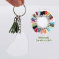 90pcs Acrylic Clear Heart Keychain and Tassel Rings for Diy Crafts
