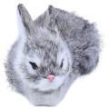 15cm Realistic Cute Plush Rabbits Fur Lifelike Animal Easter(gray)