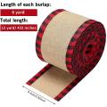 Buffalo Plaid Wired Edge Ribbons Christmas Burlap Fabric Craft Red