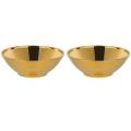 2x Round Noodle Food Bowl Anti-scalding Stainless Steel Bowl Gold