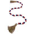 2 Pieces Plaid Wood Bead Garland, with Jute Rope for Decoration(b)